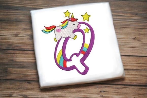 Unicorn Rainbow Letter Q